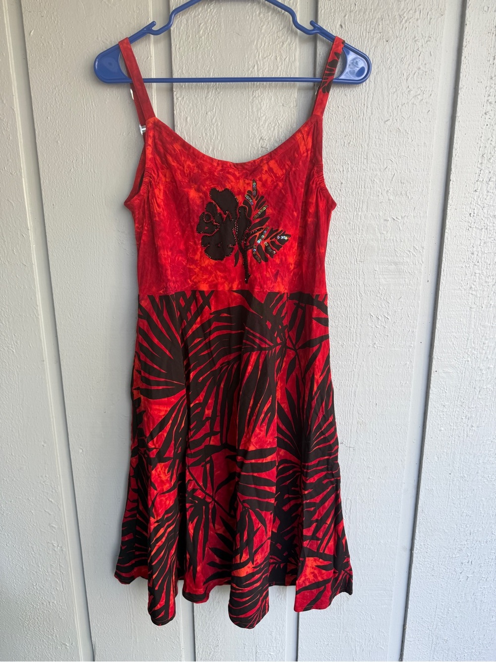 Tropical Tantrum Red Midi Dress with Spaghetti Straps size small